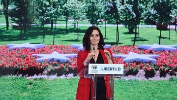 GRAF2819. TORREJ&Oacute;N DE ARDOZ (MADRID), 26/04/2021.- La presidenta de la Comunidad de Madrid y candidata del PP a la reelecci&oacute;n, Isabel D&iacute;az Ayuso, interviene en un acto de campa&ntilde;a celebrado este lunes en Torrej&oacute;n de Ardoz