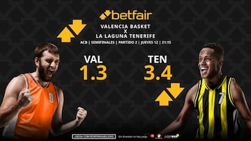 Valencia Basket vs. La Laguna Tenerife (partido 2): horario, TV, pronósticos, estadísticas y cuadro