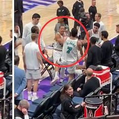 Un compañero de equipo agrede a Aldama en pleno tiempo muerto