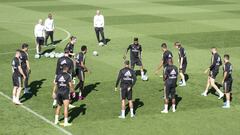 Los jugadores del Real Madrid, durante un entrenamiento.