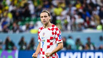 Lovro MAJER of Croatia celebrates during FIFA World Cup 2022, Quarterfinal match between Croatia and Brazil at Education City Stadium on December 9, 2022 in Al Rayyan, Qatar. (Photo by Anthony Dibon/Icon Sport via Getty Images)
