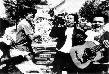 Manolo apoyando a España en el Mundial de México de 1986.