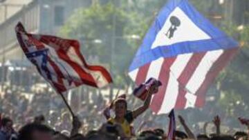 Aficionados del Atlético celebran el título de Liga de 2014.