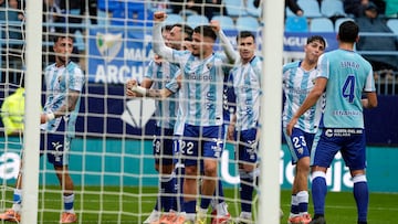 El Málaga celebra el 1-0 de Dani Lorenzo.