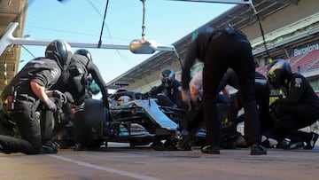 the Mercedes of Lewis Hamilton during the Formula 1 tests at the Barcelona-Catalunya Circuit, on 07th March 2018, in Barcelona, Spain.