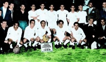 Equipo del Real Madrid que ganó la final de la Copa de Europa de 1956.