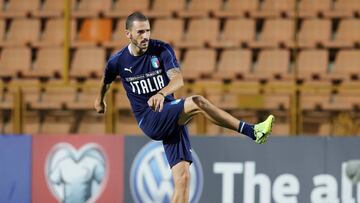 Leonardo Bonucci, durante el entrenamiento previo al partido entre Armenia e Italia.