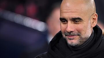 Manchester City's Spanish manager Pep Guardiola arrives for the UEFA Champions League Group B second leg football match between Manchester City and Young Boys at the Etihad Stadium in Manchester, north west England, on November 7, 2023. (Photo by Oli SCARFF / AFP)