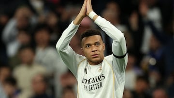 Soccer Football - UEFA Champions League - Real Madrid v AS Monaco - Santiago Bernabeu, Madrid, Spain - January 20, 2026 Real Madrid's Kylian Mbappe celebrates scoring their first goal REUTERS/Violeta Santos Moura TPX IMAGES OF THE DAY