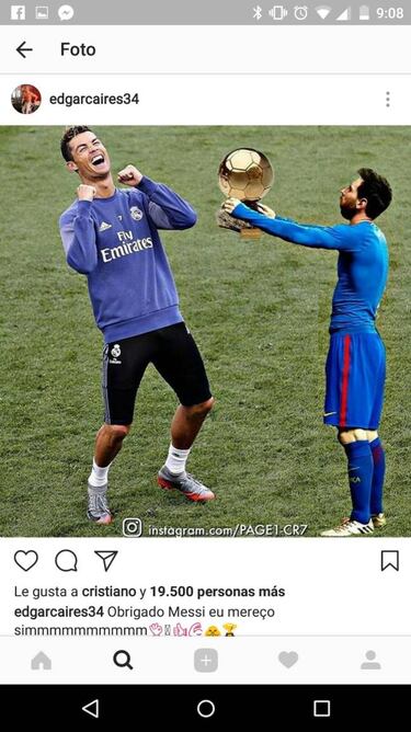 A Cristiano le gusta este meme sobre Messi y el Bal車n de Oro