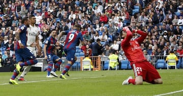 Thibaut Courtois reacts to conceding in the loss to Levante.