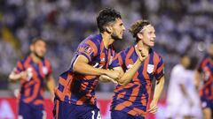 US Ricardo Pepi celebrates after scoring a goal during their Qatar 2022 FIFA Word Cup Concacaf qualifier match against the Honduras at Olimpico Metropolitano stadium, in San Pedro Sula, on September 8, 2021. (Photo by Orlando SIERRA / AFP) (Photo by ORLAN