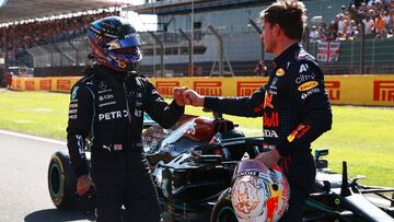 Verstappen y Hamilton durante el fin de semana en Silverstone.