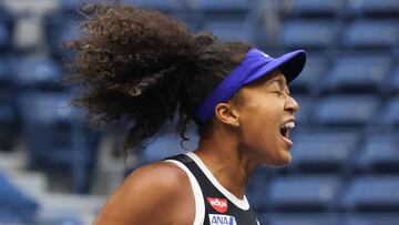 NEW YORK, NEW YORK - SEPTEMBER 12: Naomi Osaka of Japan reacts in the third set during her Women's Singles final match against Victoria Azarenka of Belarus on Day Thirteen of the 2020 US Open at the USTA Billie Jean King National Tennis Center on September 12, 2020 in the Queens borough of New York City. Al Bello/Getty Images/AFP
== FOR NEWSPAPERS, INTERNET, TELCOS & TELEVISION USE ONLY ==