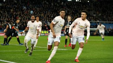 El delantero del Manchester United, Marcus Rashford, durante un partido ante el PSG.