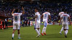 AME7988. PACHUCA (MÉXICO), 01/04/2023.- Jugadores de Cruz Azul celebran un gol contra Pachuca durante un partido de la jornada 13 del torneo Clausura 2023 del fútbol mexicano, disputado en el Estadio Hidalgo, en Pachuca (México). EFE/ David Martínez Pelcastre
