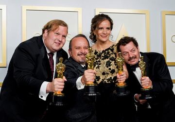 El equipo de Sound of Metal, ganadores del Oscar a mejor sonido.