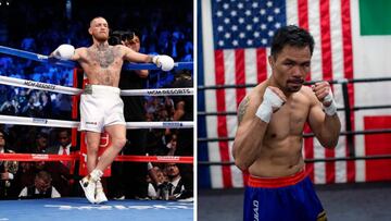 El luchador irland&eacute;s Conor McGregor y el boxeador filipino Manny Pacquiao.