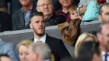 De Gea, en la grada durante el partido ante el Tottenham.