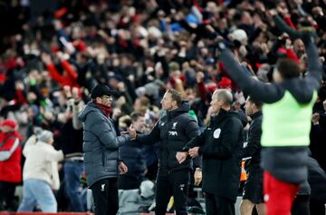 The Liverpool bench celebrates