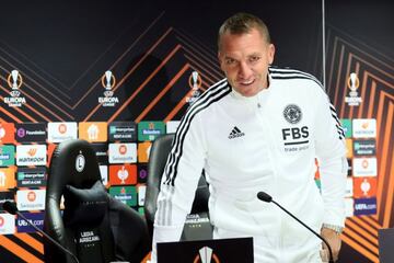 Warsaw (Poland), 29/09/2021.- Leicester City head coach Brendan Rodgers attends a press conference at The Marshall Jozef Pilsudski's Municipal Stadium of Legia Warsaw in Warsaw, Poland, 29 September 2021. Legia Warsaw will face Leicester City in their UEF