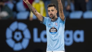 El centrocampista Brais Méndez celebra un gol con el Celta en Balaídos.