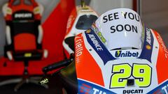 &quot;Te veremos pronto&quot;, reza el mensaje que Ducati ha dejado en la moto de Iannone.