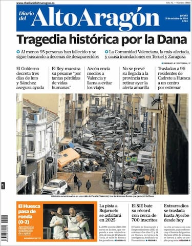 “No camináis solos”: la prensa copa sus portadas con la catástrofe de la DANA