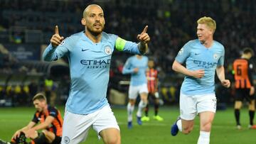 David Silva celebra un gol.