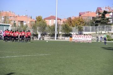 Durante el partido de f¨²tbol femenino entre el Rayo Vallecano y el Sporting De Huelva.