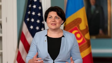 Prime Minister of Moldova Natalia Gavrilita speaks in the Treaty Room at the State Department, before a meeting with Secretary of State Antony Blinken, in Washington, U.S., July 19, 2022. Manuel Balce Ceneta/Pool via REUTERS