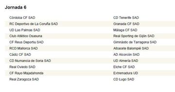 Calendario completo con las 42 jornadas de la Segunda División 2018-2019