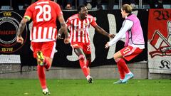 Soccer Football - Europa League ? Group D - Malmo FF v 1. FC Union Berlin - Eleda Stadium, Malmo, Sweden - October 6, 2022 1. FC Union Berlin's Sheraldo Becker celebrates scoring their first goal  Johan Nilsson/TT News Agency via REUTERS     ATTENTION EDITORS - THIS IMAGE WAS PROVIDED BY A THIRD PARTY. SWEDEN OUT. NO COMMERCIAL OR EDITORIAL SALES IN SWEDEN.