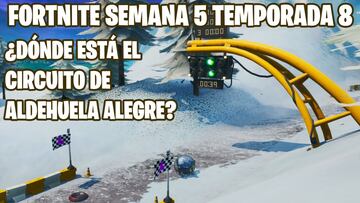 Fortnite Battle Royale - Desafío de la Semana 5 de la Temporada 8: Completa una vuelta de la pista de carreras en Aldehuela Alegre