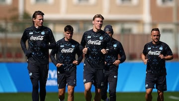 Los jugadores del Nápoles durante un entrenamiento.