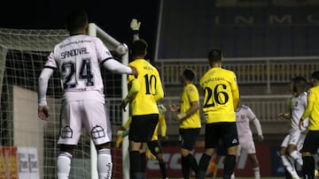 Futbol, San Luis vs Universidad de Chile.
 Segunda fase, partido de vuelta, Copa Chile 2021.
 El jugador de Universidad de Chile Mario Sandoval, izquierda, marca su gol contra San Luis durante el partido de vuelta de la segunda fase de la Copa Chile dispu