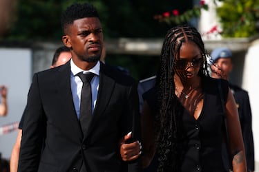 Nelson Semedo el día de la ceremonia fúnebre del futbolista portugués del Liverpool Diogo Jota y su hermano André Silva.