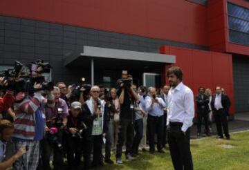 Fernando Alonso en la presentación de su Museo en Asturias.