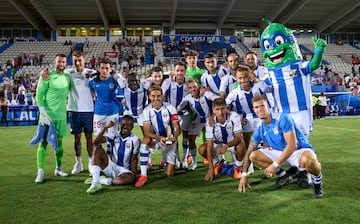 Los jugadores del Leganés celebran el Villa de Leganés de 2023. 