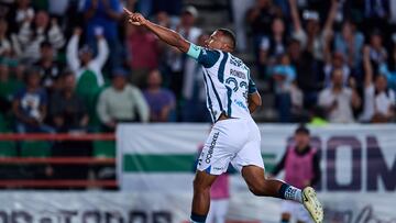      Salomon Rondon celebrates his goal 2-0 of Pachuca during the quarterfinals second  leg match between Pachuca and CS Herediano as part of the CONCACAF Champions Cup 2024, at Hidalgo Stadium on April 10, 2024 in Pachuca, Hidalgo, Mexico.