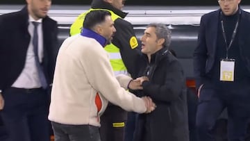 Fuerte discusión entre Valverde y Eder Sarabia al final del partido... que acabó en son de paz