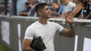 Alan Pulido of Sporting during the game Sporting Kansas City (USA) vs Leon FC (USA), corresponding to the Quarterfinals of the Leagues Cup 2021, at Childrens Mercy Park Stadium, on August 10, 2021.
<br><br>
Alan Pulido de Sporting durante el partido Sporting Kansas City (USA) vs Leon FC (USA), correspondiente a Cuartos de Final de la Leagues Cup 2021, en El Childrens Mercy Park Stadium, el 10 de Agosto de 2021.