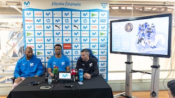 Jayson Granger, Adams Sola y Natxo Lezkano, durante la rueda de prensa en el Movistar Academy Magariños.