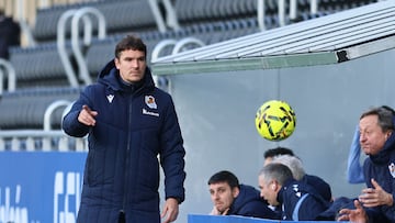 Ion Ansotegi, entrenador de la Real Sociedad B, que ha vencido al FC Andorra 1-2.