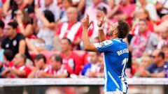 BILBAO, SPAIN - SEPTEMBER 04: Martin Braithwaite of Espanyol celebrates after scoring their team's first goal during the LaLiga Santander match between Athletic Club and RCD Espanyol at San Mames Stadium on September 04, 2022 in Bilbao, Spain. (Photo by Juan Manuel Serrano Arce/Getty Images)