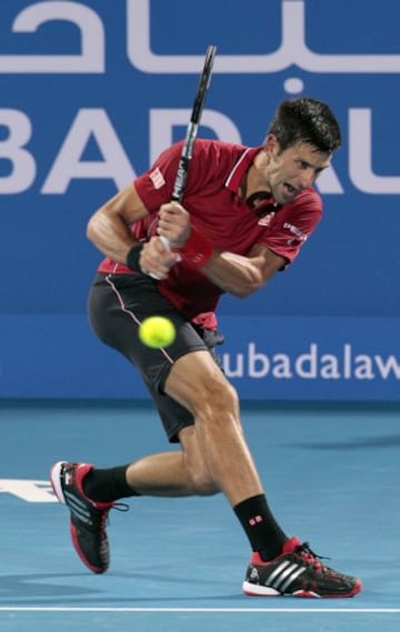 Novak Djokovic derrotó a Stanislas Wawrinka y jugará la final del torneo de exhibición Abu Dhabi con Andy Murray que derrotó a Rafael Nadal. 