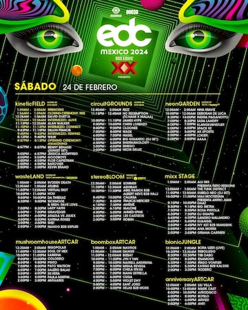 Horarios EDC Sábado 24 de febrero