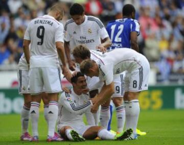 Los jugadores celebran el 1-0 de Cristiano. 