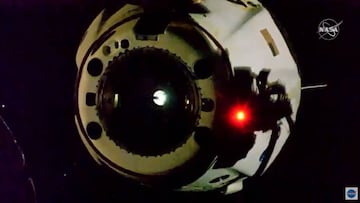 International Space Station (-), 01/08/2020.- A handout picture made available by the National Aeronautics and Space Administration (NASA) shows the SpaceX Crew Dragon spacecraft, carrying NASA astronauts Robert Behnken and Douglas Hurley, undocking from