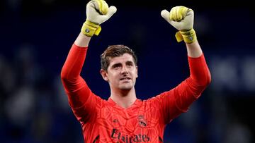 Courtois, celebrando la victoria por 1-3 en Cornellá.